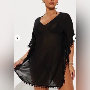 NWT BE WICKED Black Tassel Trim Swim Coverup